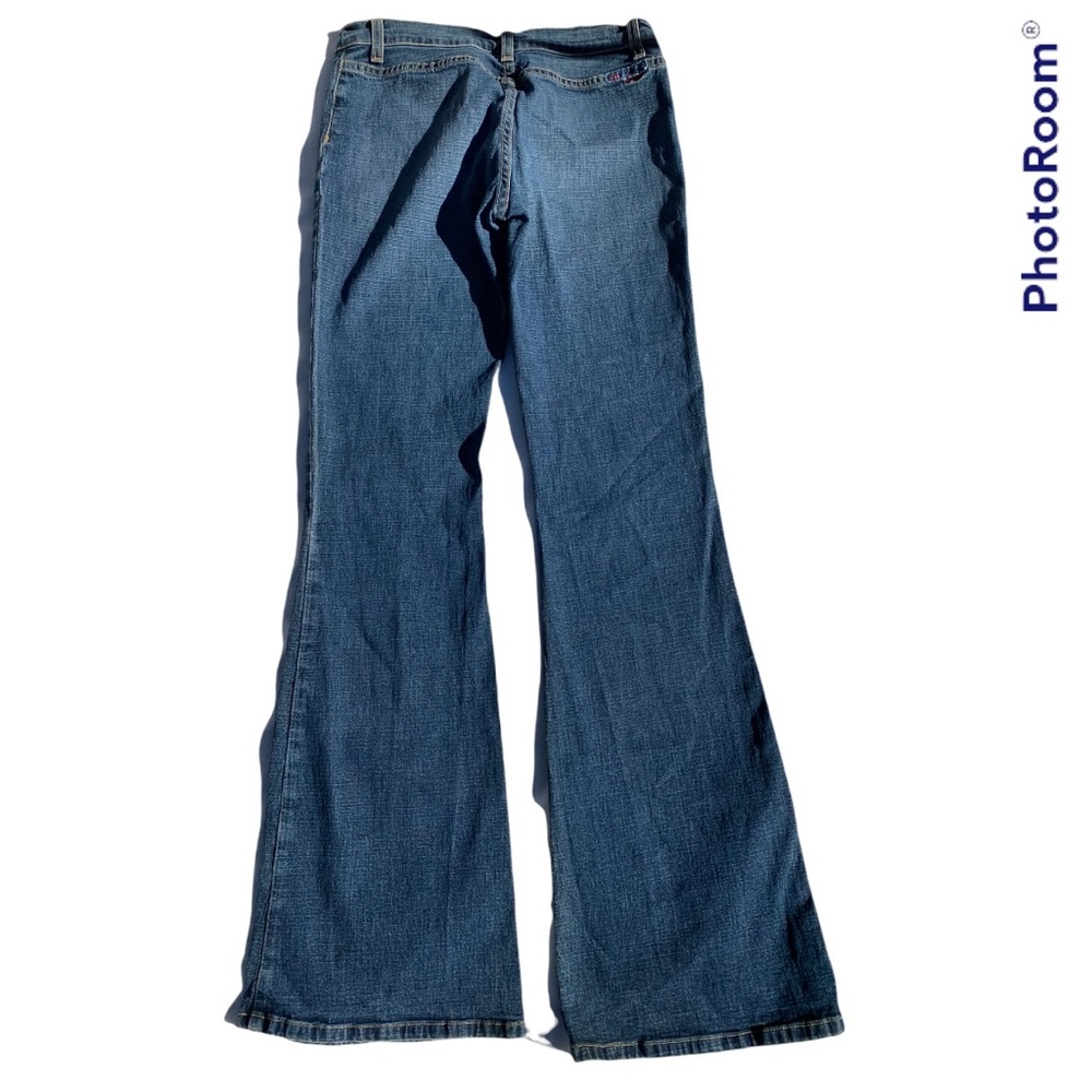 VINTAGE BLUE CULT BOHO HIPSTER FITTED HIGH RISE WIDE LEG FLARE BLUE JEANS - Picture 10 of 15